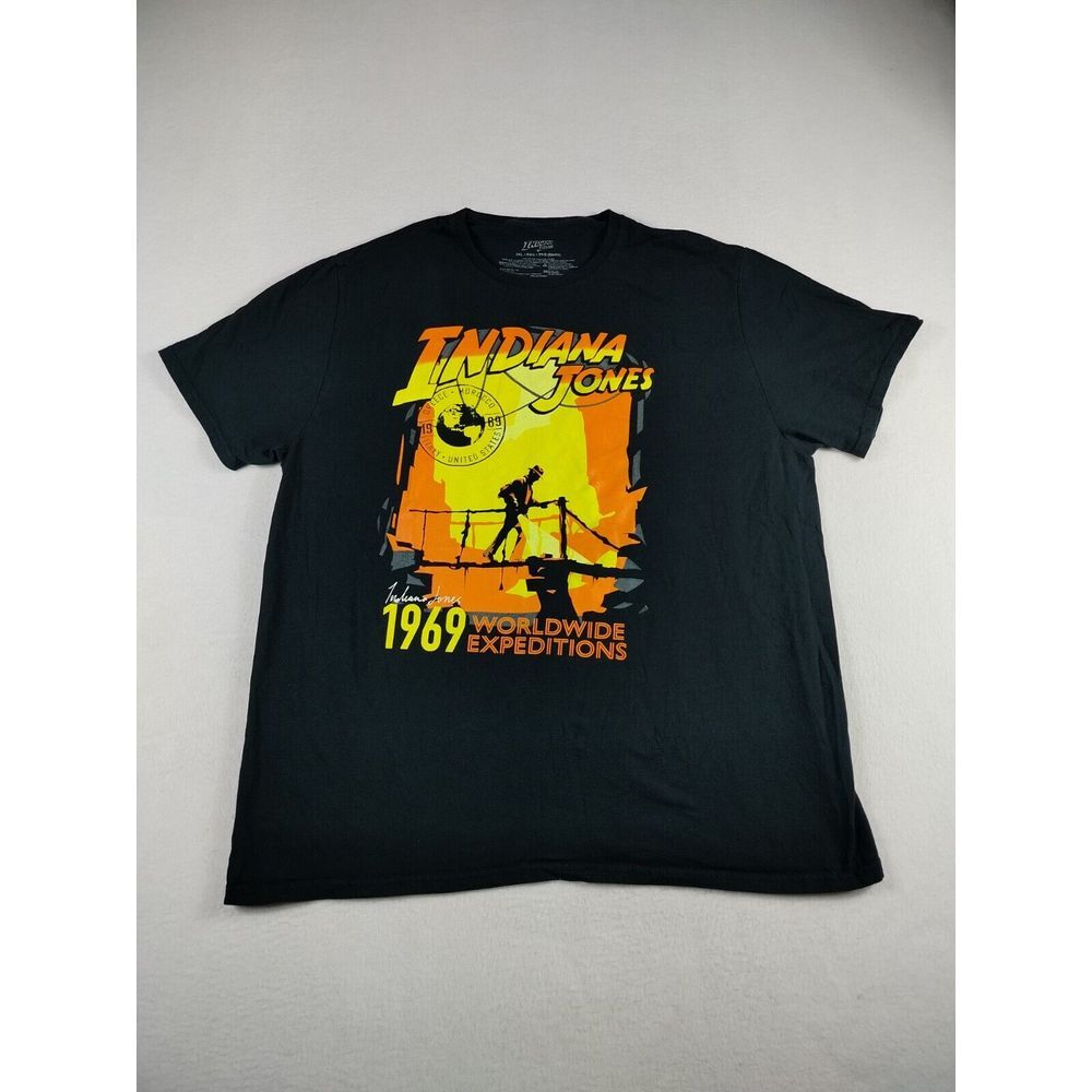 Indiana Jones Graphic T Shirt 1969 World Expedition‎ Mens XXL Black Mad Engine